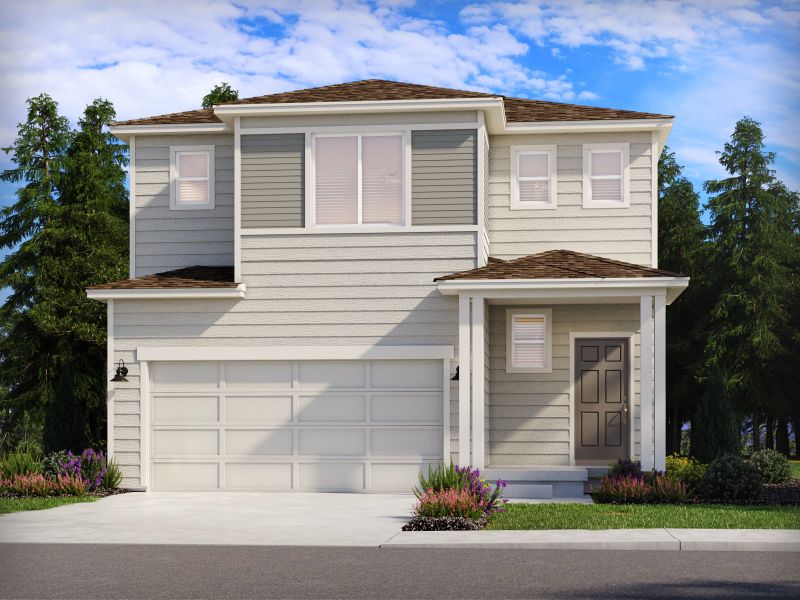 Representative exterior photo of a completed home built from the The Timberline by Meritage Homes in Lorson Ranch: The Trail Collection, Colorado Springs, CO (Image 2).