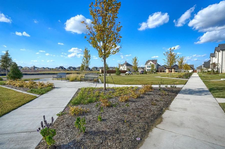 View of community featuring a lawn