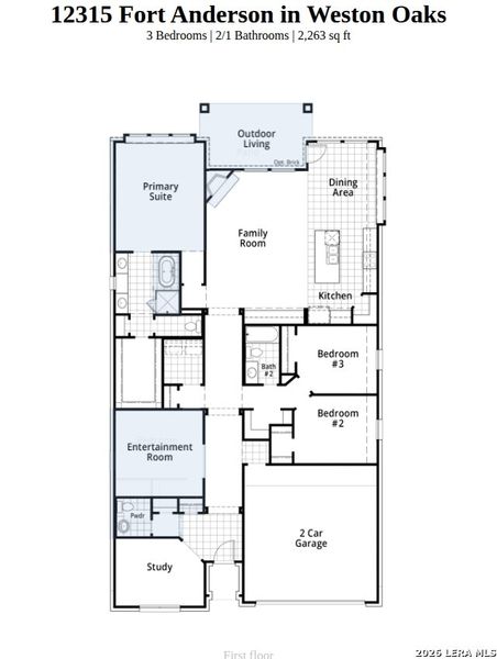 2D floor plan layout of this home in Weston Oaks, San Antonio, TX (Image 3).