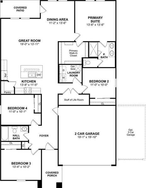 2D floor plan layout of this home in River Ranch Trails, Dayton, TX (Image 4).