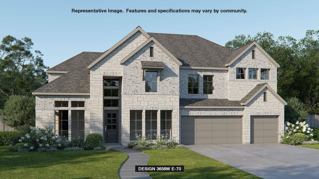 French provincial home featuring a front lawn, driveway, stone siding, and roof with shingles French provincial home featuring a front lawn, driveway, stone siding, and roof with shingles