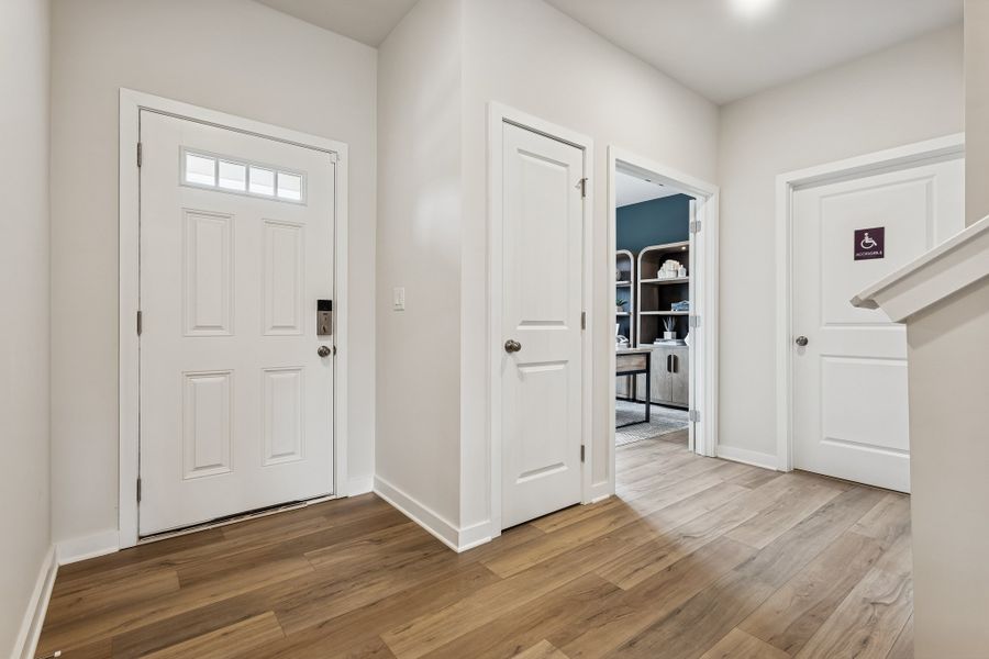 A room with white doors.