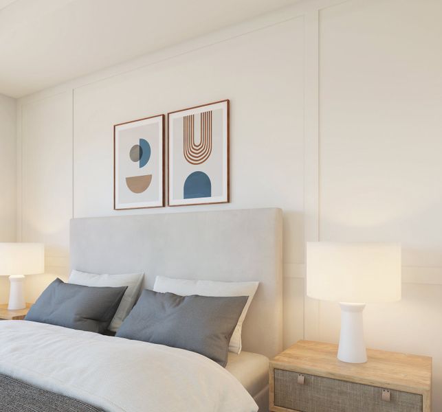 Primary suite with decorative feature wall