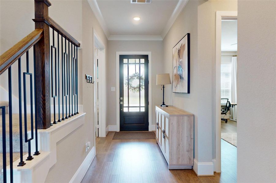 Entry way offers natural light