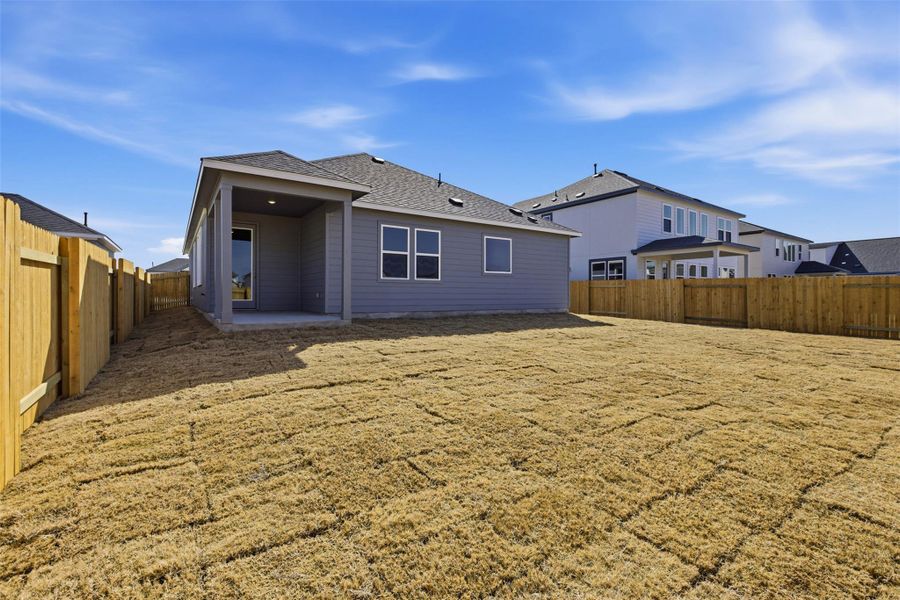 Exterior details and patio area of a home in Enclave at Cele, Pflugerville (Image 21).