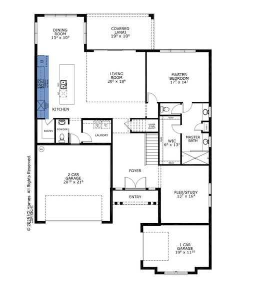 2D floor plan layout for the Brooklyn - Elite Series | 60' Wide Lots by ICI Homes in Mosaic, Daytona Beach, FL (Image 4). 2D floor plan layout for the Brooklyn - Elite Series | 60' Wide Lots by ICI Homes in Mosaic, Daytona Beach, FL (Image 4).