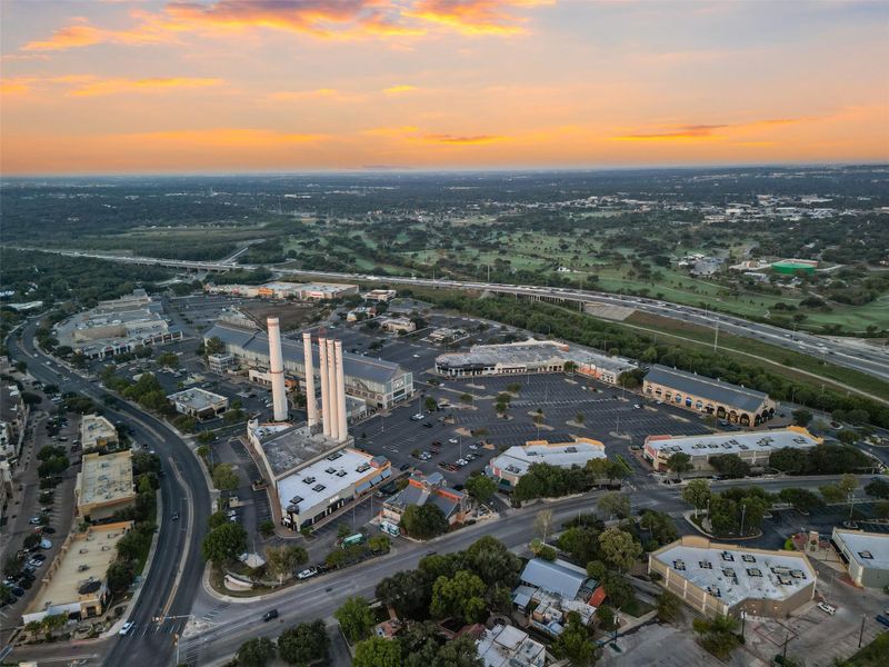 Aerial view at dusk of a view of city Aerial view at dusk of a view of city