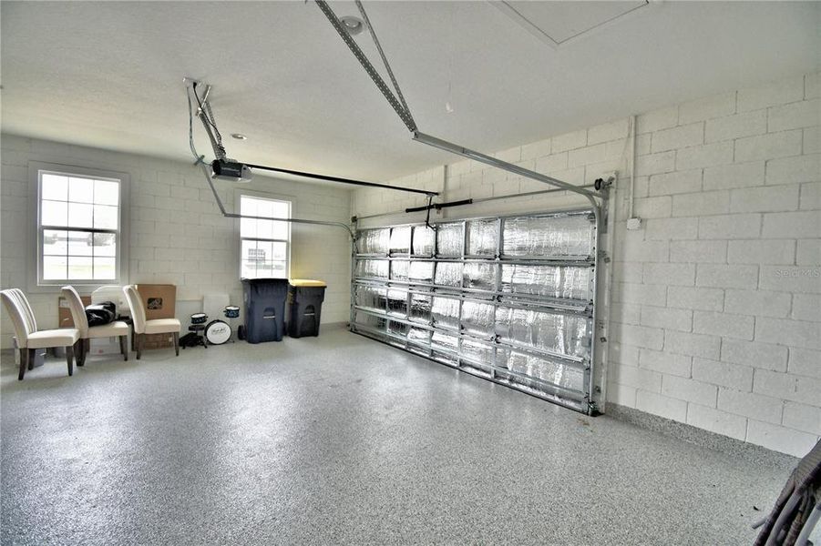 Garage with Epoxy seal flooring