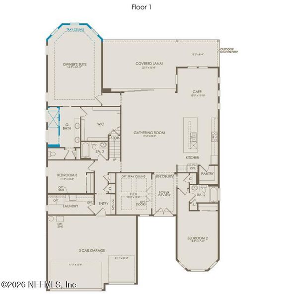 2D floor plan layout of this home in The Landings at Saint Johns, St. Johns, FL (Image 4).