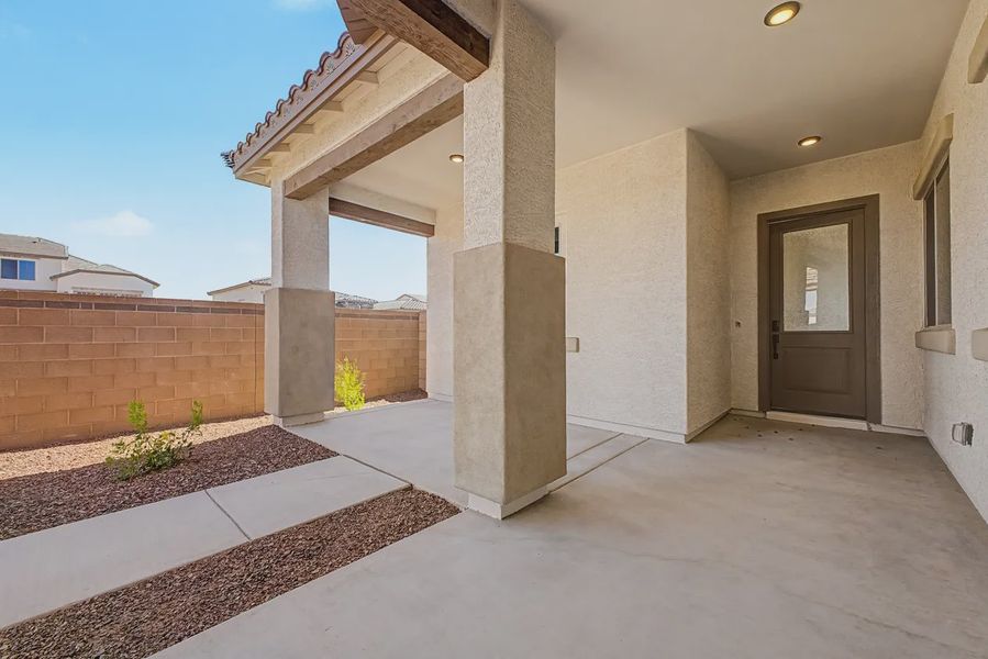Exterior details and patio area of a home in Valencia at Granite Vista, Waddell (Image 4).