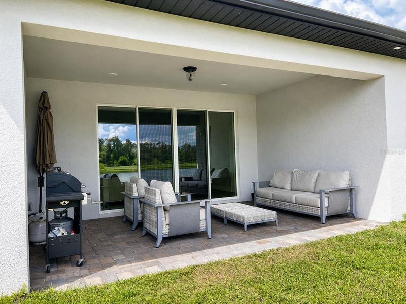 Exterior details and patio area of a home in Havenfield at Crossprairie, St. Cloud (Image 4).