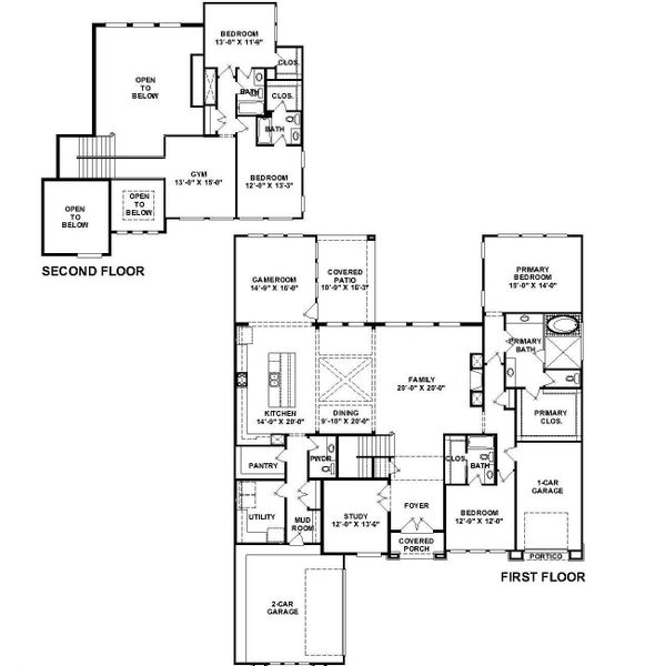 2D floor plan layout of this home in The Highlands, Porter, TX (Image 2).