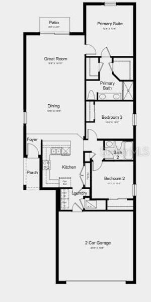 2D floor plan layout of this home in Cove at Coasterra, Palmetto, FL (Image 2).