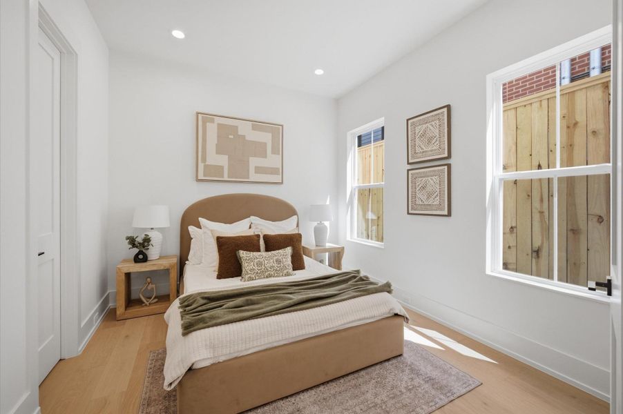 First floor guest suite or study with closet and full bathroom.