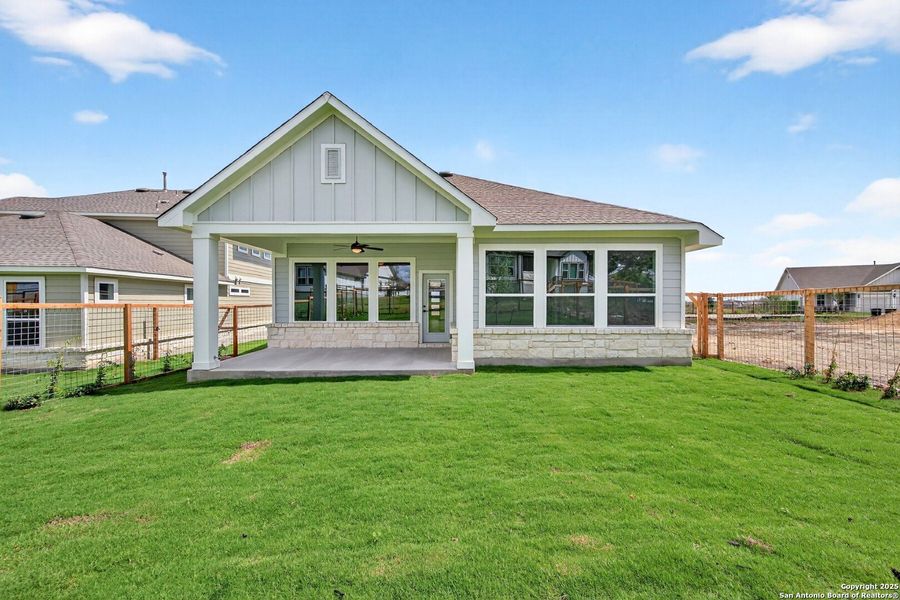 Exterior details and patio area of a home in The Crossvine 45’, Schertz (Image 3).