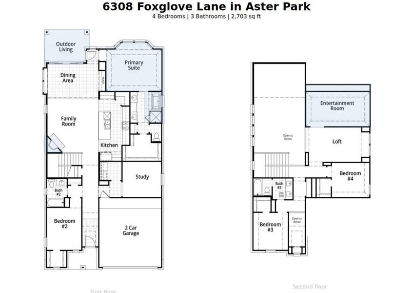 2D floor plan layout of this home in Aster Park: 50ft. lots, McKinney, TX (Image 3). 2D floor plan layout of this home in Aster Park: 50ft. lots, McKinney, TX (Image 3).