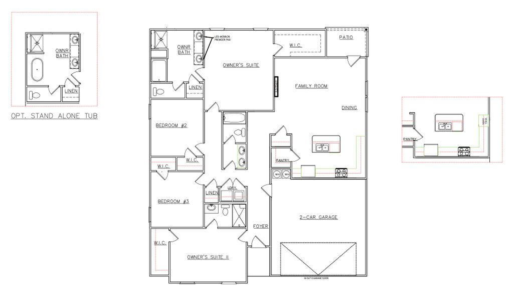 2D floor plan layout for the Shiloh - Single Family Homes by Dream Finders Homes in Gleneddie Acres, Anderson, SC (Image 4).