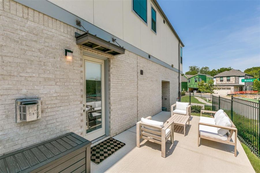 View of patio with an outdoor living space