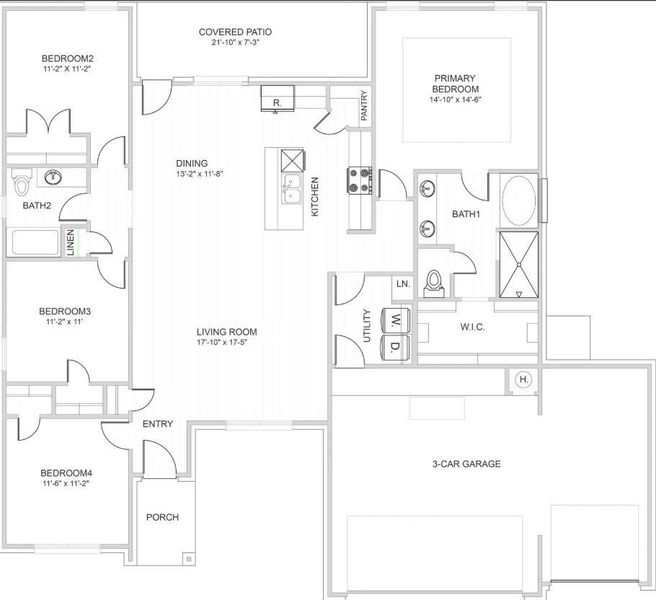 2D floor plan layout of this home in Encino Estates, Dayton, TX (Image 3).