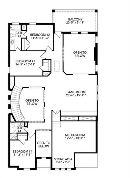 2D floor plan layout of this home in Timberbrook, Justin, TX (Image 3).