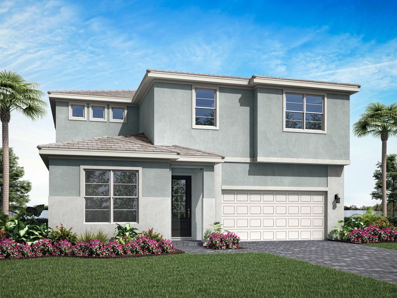 Representative exterior photo of a completed home built from the Eau by Mattamy Homes in Tradition, Port St. Lucie, FL (Image 4).