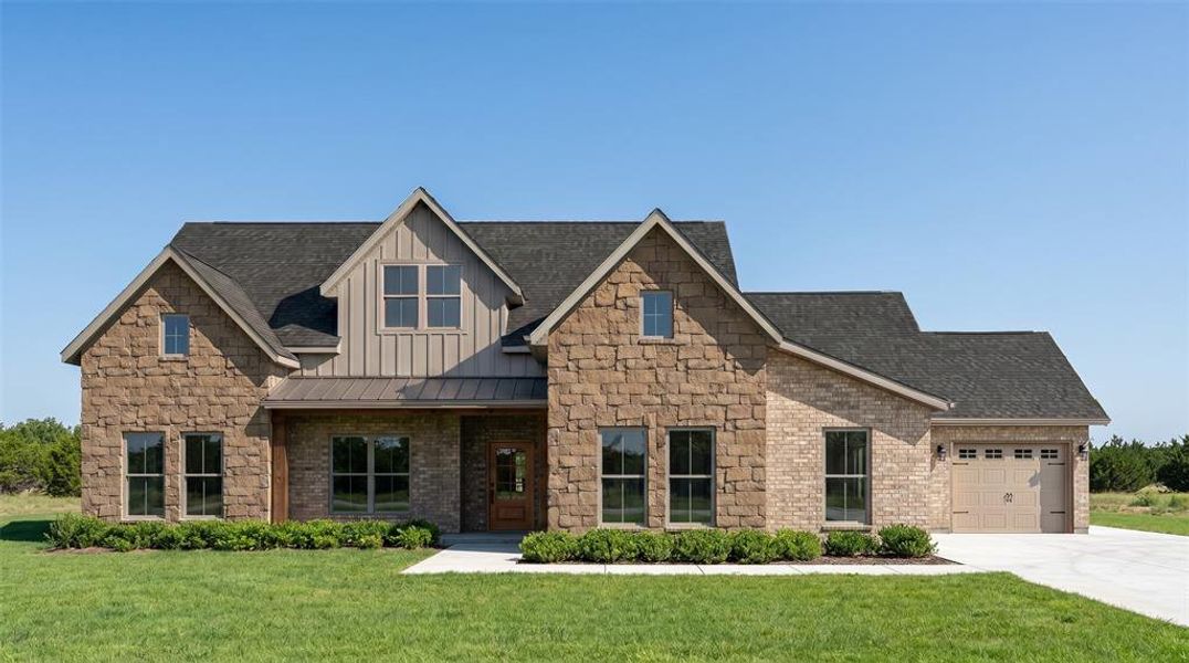 Front exterior of a new home in , Farmersville, TX, highlighting curb appeal (Image 11). Front exterior of a new home in , Farmersville, TX, highlighting curb appeal (Image 11).