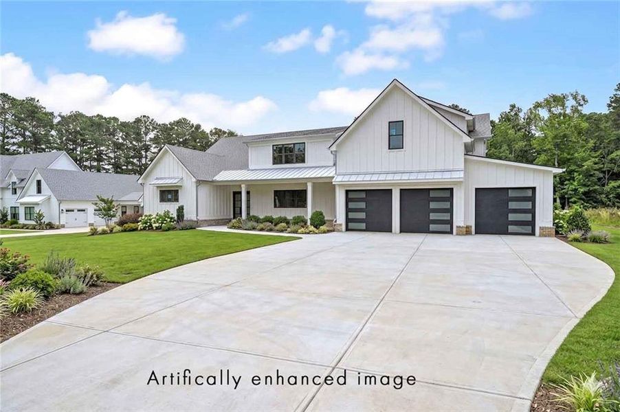 Front exterior of a new home in , Woodstock, GA, highlighting curb appeal (Image 1). Front exterior of a new home in , Woodstock, GA, highlighting curb appeal (Image 1).