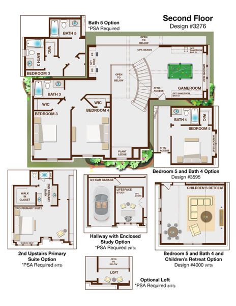 2D floor plan layout for the Grand Riverside by Grand Homes in Monterra, Fate, TX (Image 4).