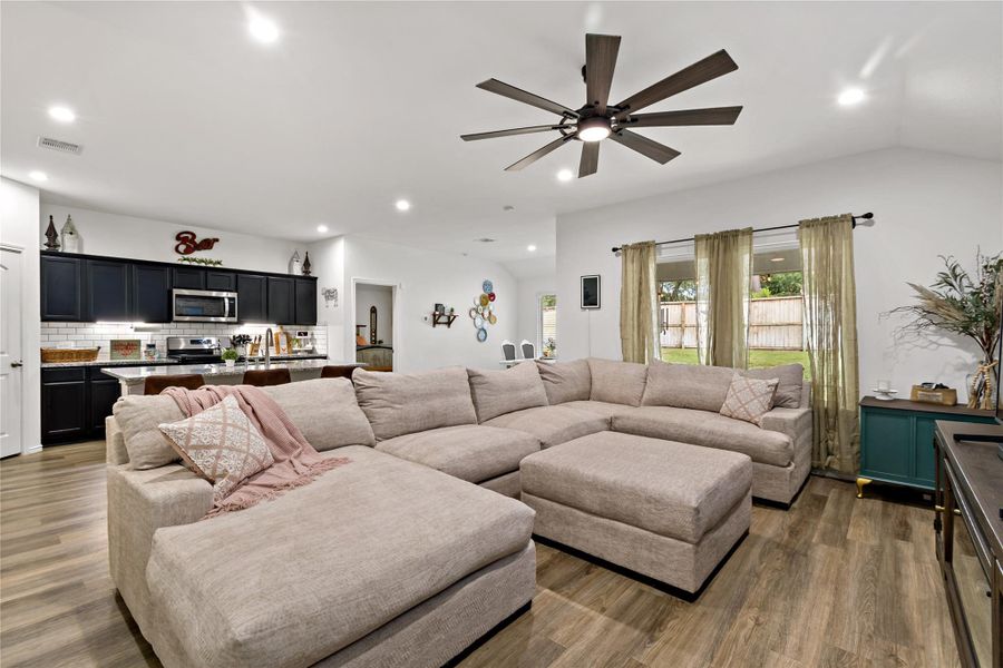 Furnished interior view inside a new home in Harrington Trails at The Canopies, New Caney (Image 9). Furnished interior view inside a new home in Harrington Trails at The Canopies, New Caney (Image 9).