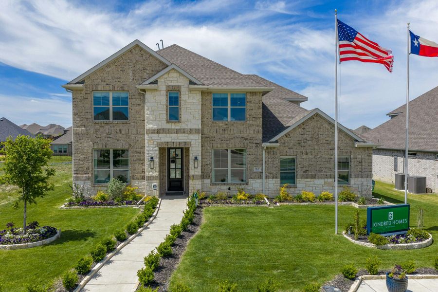 Front exterior of a new home in Westside Preserve, Midlothian, TX, highlighting curb appeal (Image 22).