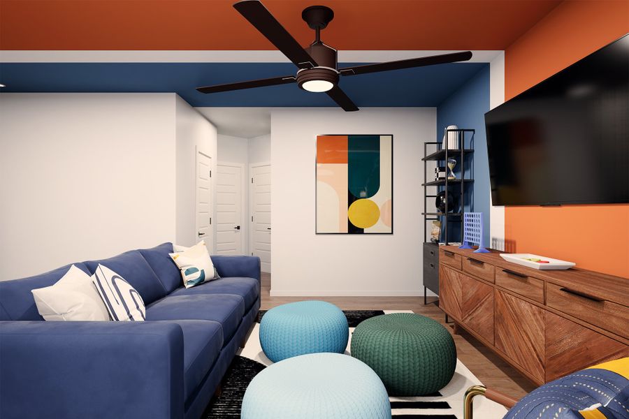 Representative furnished interior of a home built from the The Lavender by David Weekley Homes in Headwaters 60' - Executive Series, Dripping Springs (Image 4).