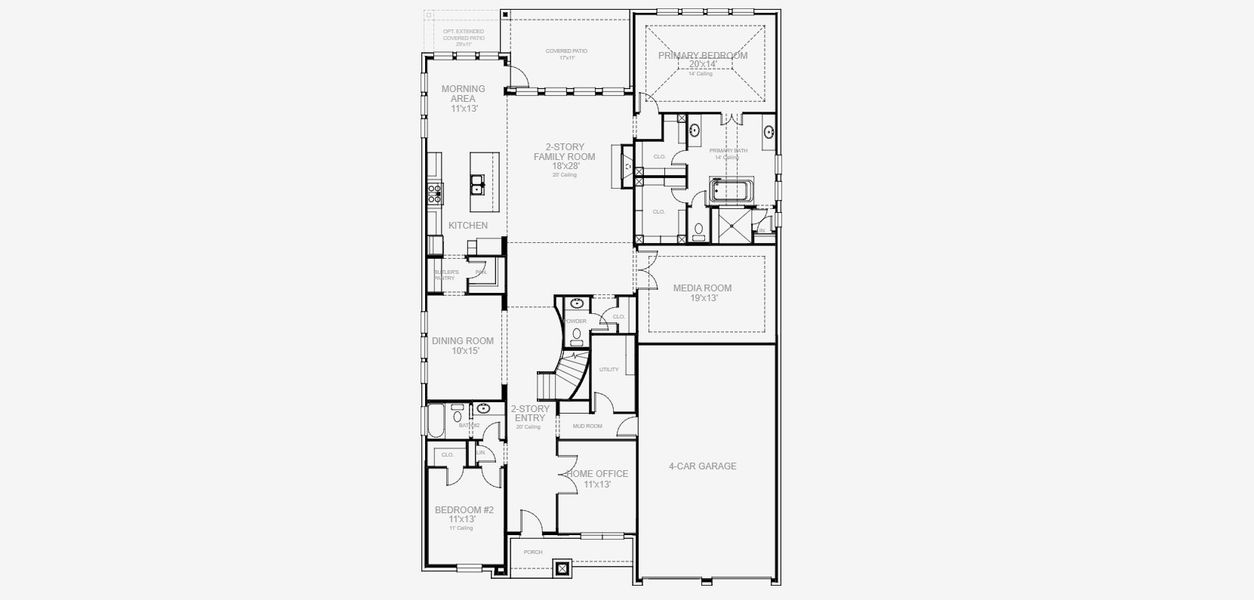 2D floor plan layout for the 566A by Britton Homes in Mustang Lakes 60', Celina, TX (Image 3).