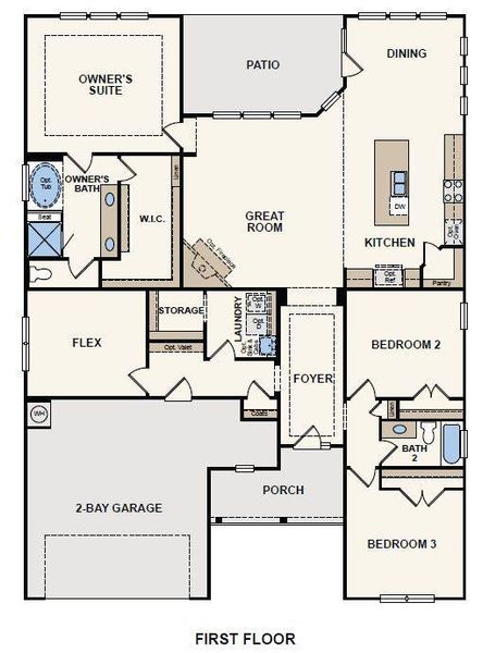 2D floor plan layout of this home in Brownstone Ridge, Mooresville, NC (Image 4).