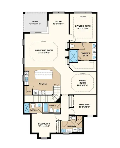 2D floor plan layout of this home in Esplanade by the Islands, Naples, FL (Image 3).