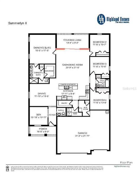 2D floor plan layout of this home in The Crossings - Single-Family Homes, St. Cloud, FL (Image 2).