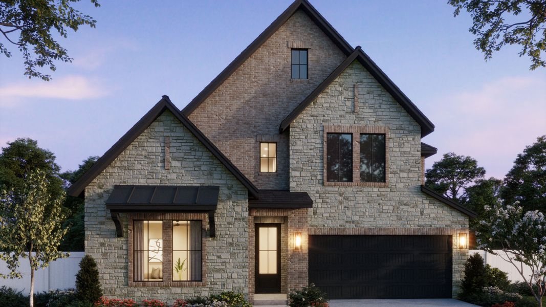 Representative exterior photo of a completed home built from the Sophie by Normandy Homes in Painted Tree - Woodland West, McKinney, TX (Image 5). Representative exterior photo of a completed home built from the Sophie by Normandy Homes in Painted Tree - Woodland West, McKinney, TX (Image 5).