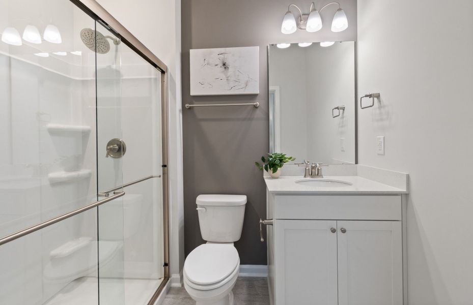 Furnished interior view inside a new home in Lakeside Townes at Riverlights, Wilmington (Image 8).