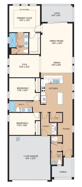 2D floor plan layout of this home in Firethorn, Parrish, FL (Image 3).