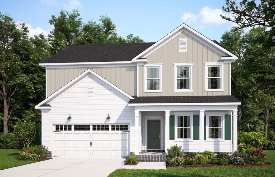 Representative exterior photo of a completed home built from the Hampton by Pulte Homes in Broadmoor, Wake Forest, NC (Image 2). Representative exterior photo of a completed home built from the Hampton by Pulte Homes in Broadmoor, Wake Forest, NC (Image 2).