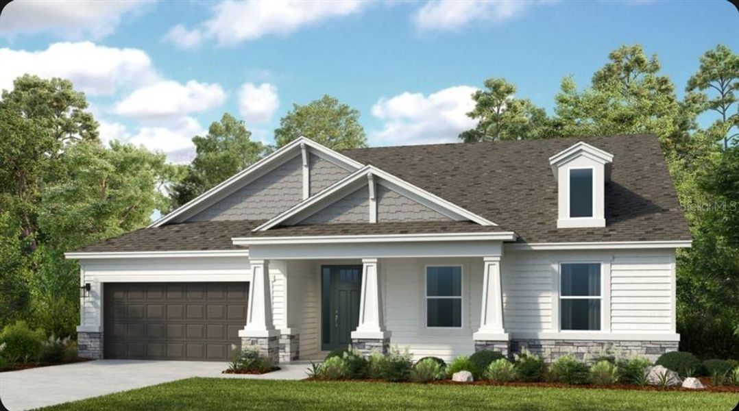 Front exterior of a new home in Colbert Landings, Palm Coast, FL, highlighting curb appeal (Image 1). Front exterior of a new home in Colbert Landings, Palm Coast, FL, highlighting curb appeal (Image 1).