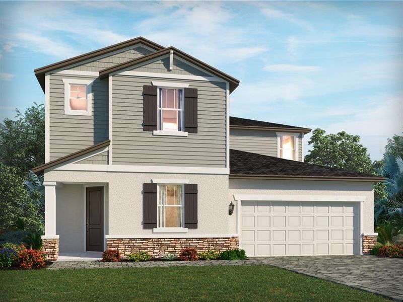 Front exterior of a new home in , Ormond Beach, FL, highlighting curb appeal (Image 1). Front exterior of a new home in , Ormond Beach, FL, highlighting curb appeal (Image 1).