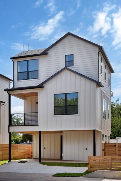 Front exterior of a new home in , Austin, TX, highlighting curb appeal (Image 1). Front exterior of a new home in , Austin, TX, highlighting curb appeal (Image 1).