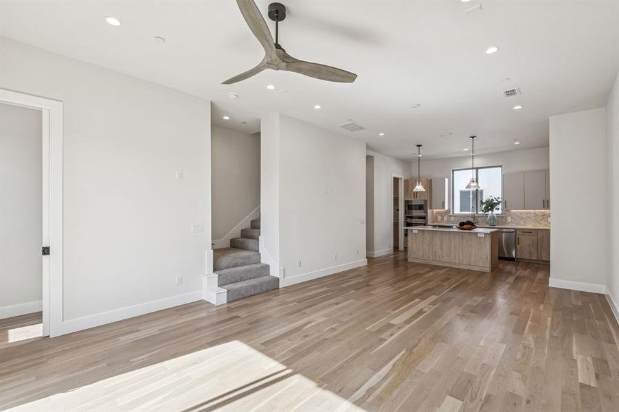 Dining/Living area with 3/4" real hardwood floors