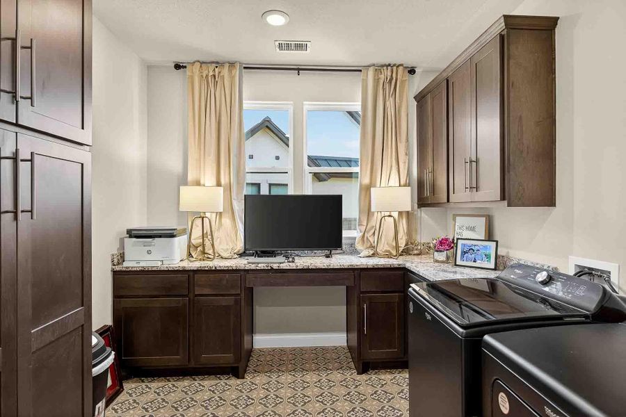 Office space with built in study area and separate washer and dryer