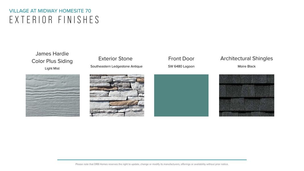 Sample of building materials used in homes in Village at Midway, Anderson (Image 25).