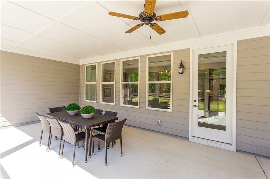 Exterior details and patio area of a home in Cresswind Georgia at Twin Lakes, Hoschton (Image 22). Exterior details and patio area of a home in Cresswind Georgia at Twin Lakes, Hoschton (Image 22).