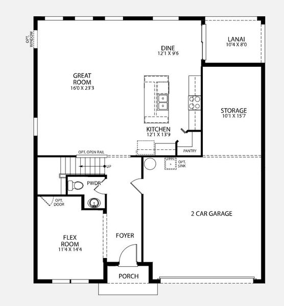 2D floor plan layout for the Carlisle by Maronda Homes in Enclave At Seminole Palms, Palm Coast, FL (Image 6).