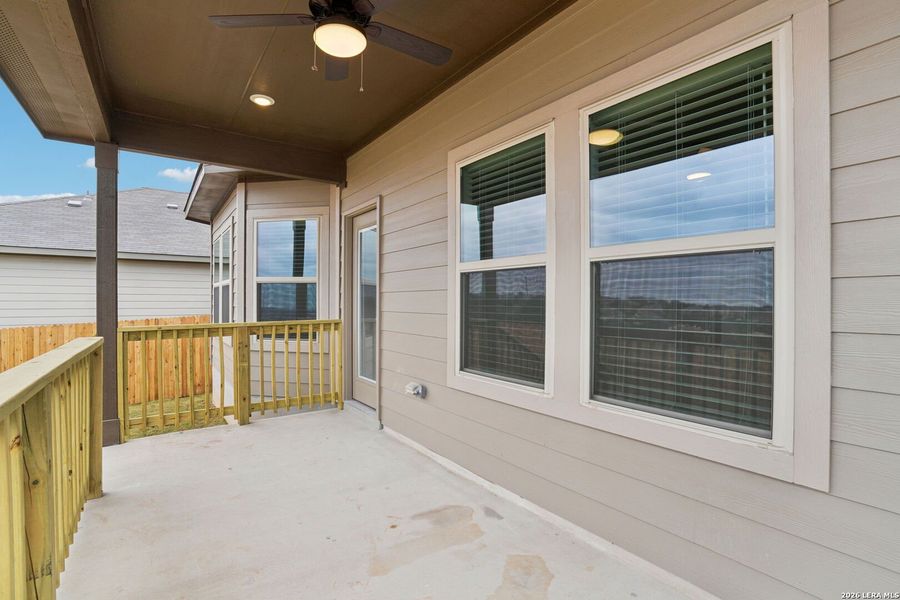Exterior details and patio area of a home in Lark Canyon, New Braunfels (Image 23).