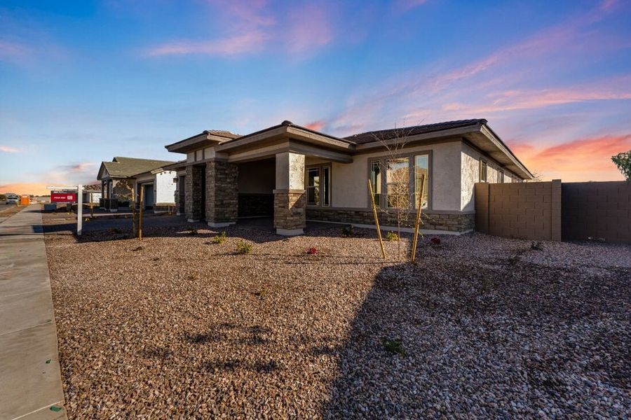 Representative exterior photo of a completed home built from the Ramsey by Taylor Morrison in Legado Voyage Collection, Queen Creek, AZ (Image 20). Representative exterior photo of a completed home built from the Ramsey by Taylor Morrison in Legado Voyage Collection, Queen Creek, AZ (Image 20).