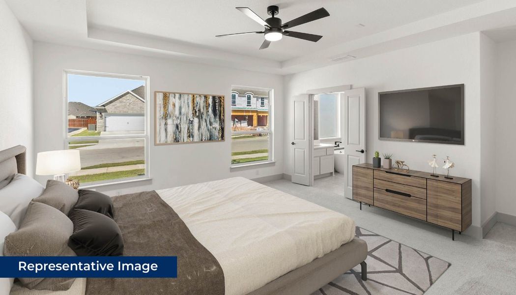 Representative furnished interior of a home built from the Anatole R (w/Media or 6 Bedroom Option) by First Texas Homes in Villages of Creekwood, Frisco (Image 12).